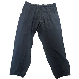 Eileen Fisher Black 100% Silk Pleated Elastic Waist Tapered Pants Large